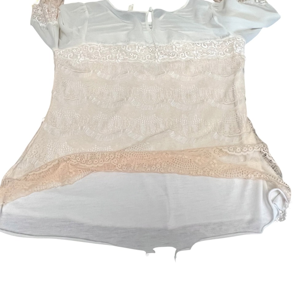 Gimmicks by BKE Lace Sheer Floral Appliqué Top Womens Medium Boho Long‎ Sleeve - Picture 8 of 9